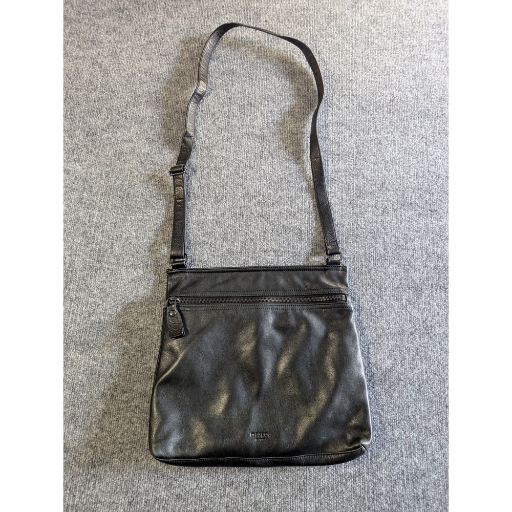 Margot New York Pebbled Leather Crossbody Bag Black Adjustable Strap